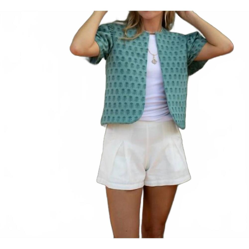 NEW EXVOTO darby reversible embroidery linen vest in mineral blue - Picture 5 of 8